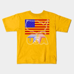 US Flag Map 3D Kids T-Shirt